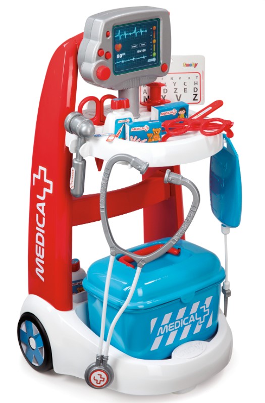 SMOBY - CHARIOT MÉDICAL ÉLECTRONIQUE AVEC 16 ACCESSOIRES