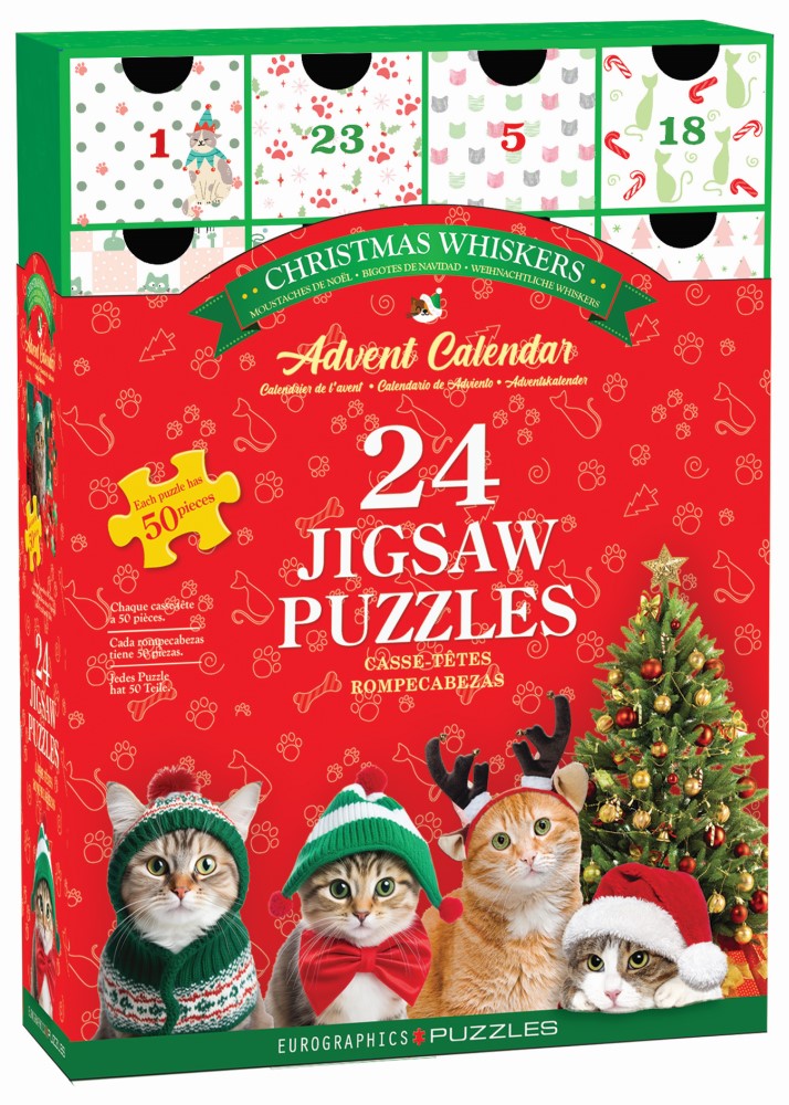 EUROGRAPHICS CALENDRIER DE L'AVENT - MOUSTACHES DE NOËL (CHATS DE NOËL) #8924-5922