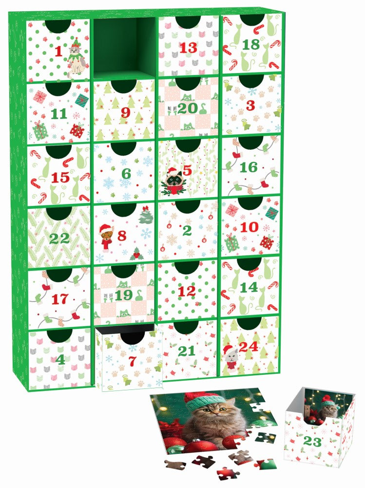 EUROGRAPHICS CALENDRIER DE L'AVENT - MOUSTACHES DE NOËL (CHATS DE NOËL) #8924-5922