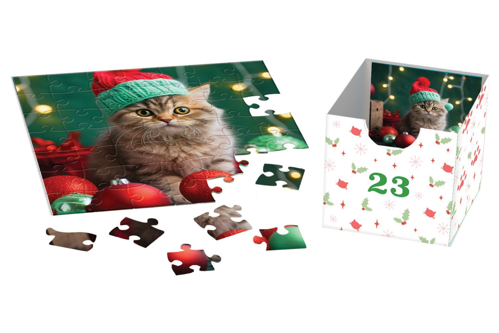 EUROGRAPHICS CALENDRIER DE L'AVENT - MOUSTACHES DE NOËL (CHATS DE NOËL) #8924-5922