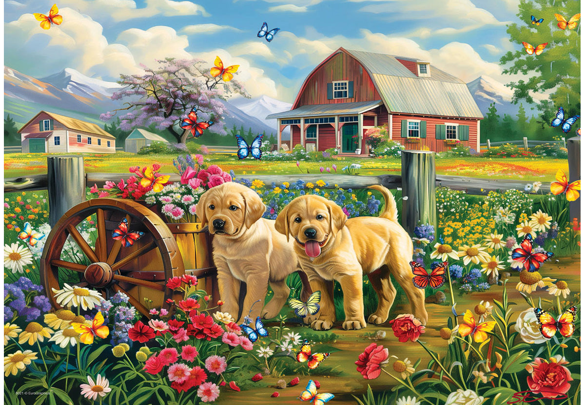 EUROGRAPHICS JIGSAW PUZZLE CONNECTING 48 PIECES - PUPPY SPRING (SHAWNA STEWART) #9748-0874-2