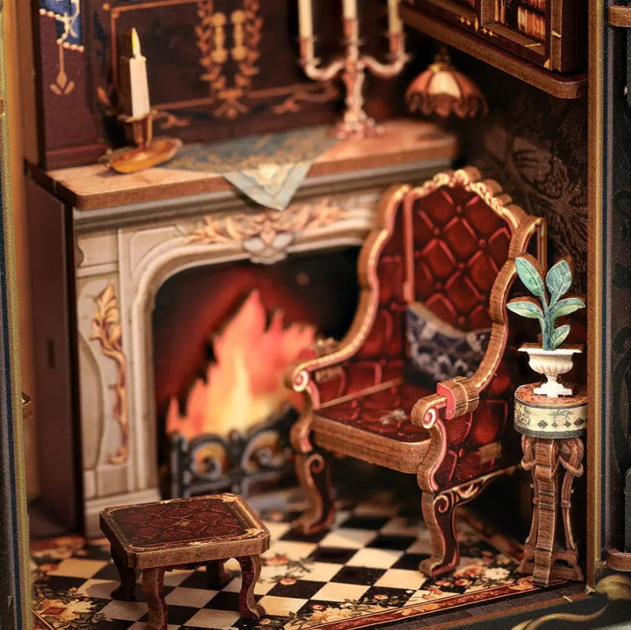 BOOK NOOK BRICOLAGE DIY -  LE BUREAU DU COMTE CHAT (INSERTION D'ÉTAGÈRE DE COIN DE LIVRE)