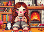 DELFY CASSE-TÊTE 1000 PIÈCES - BONHEUR DU SOIR PRÈS DU FEU (FIRESIDE EVENING BLISS) #DE-25009