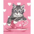 JUNIOR PAINT BY NUMBER - KITTEN TEACUP 8X10