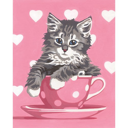 JUNIOR PAINT BY NUMBER - KITTEN TEACUP 8X10
