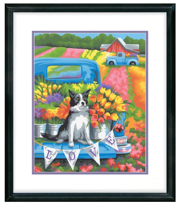 PAINT BY NUMBER 14 X 11 - FLOWER POWER DOG