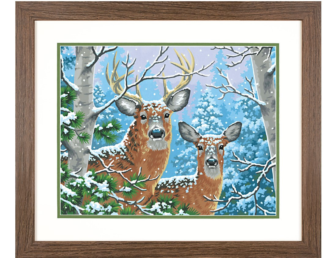 PEINTURE À NUMÉROS 14 X 11 - L'HIVER DES CERFS DE VIRGINIE (MOYENNE)