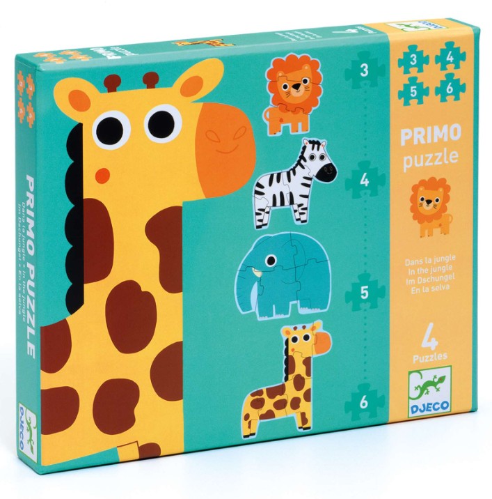 DJECO PROGRESSIVE PUZZLE 3-4-5-6 PIECES - PRIMO PUZZLE IN THE JUNGLE #DJ07135