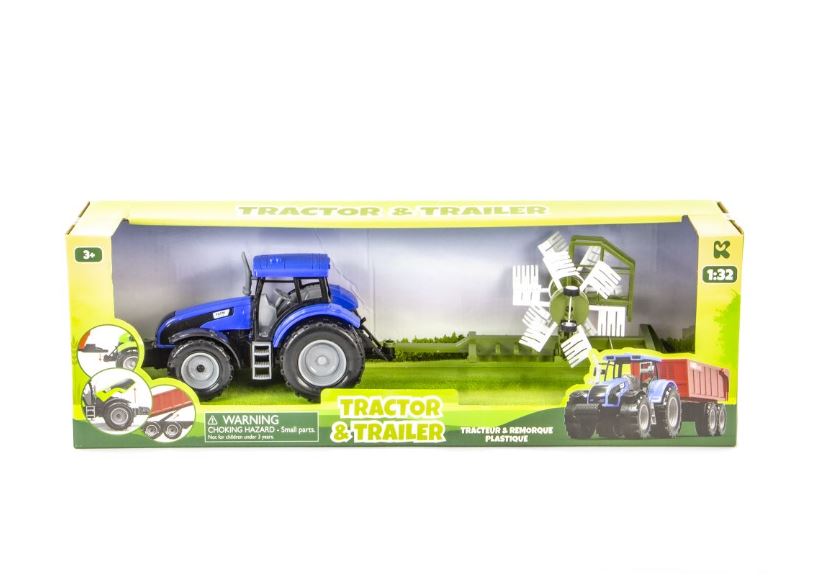 1:32 SCALE TRACTOR AND TRAILER - 48 CM (19") ASST