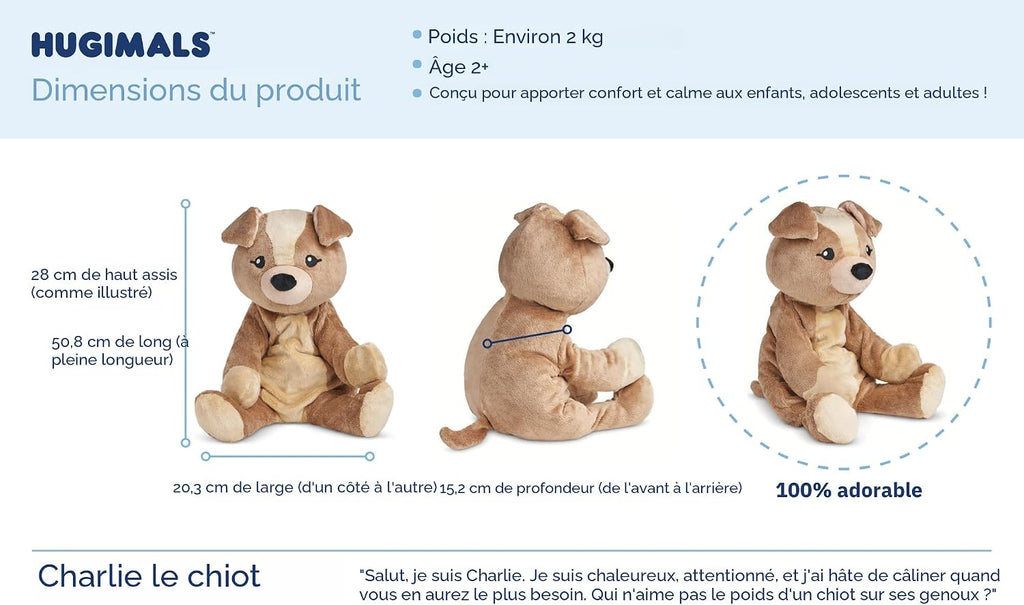 HUGIMALS WEIGHTED PLUSH - CHARLIE THE PUPPY 2 KG (4.5 LBS) WEIGHTED PLUSH TOY