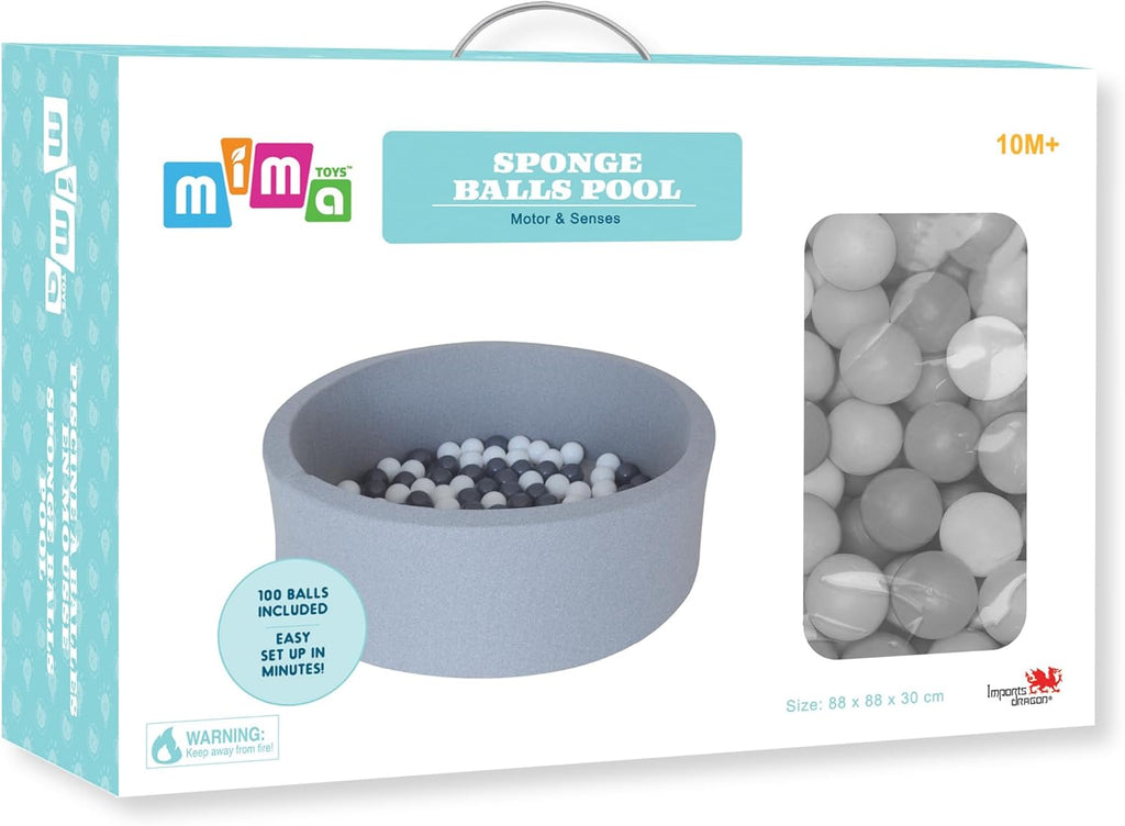 MIMA – PISCINE À BALLES POP-UP AVEC 100 BALLES NOIRES ET BLANCHES