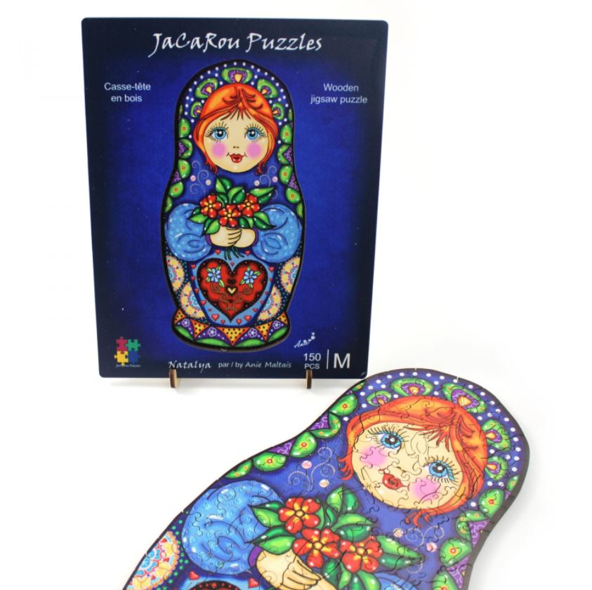 JACAROU WOODEN JIGSAW PUZZLE 150 PIECES - NATALYA RUSSIAN DOLL BY ANIE MALTAIS