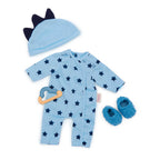 LULLABABY - PYJAMA BLEU AVEC PANTOUFLES POUR POUPÉE NOUVEAU-NÉE 35.5 CM