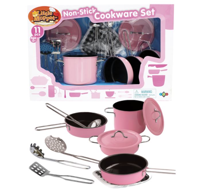 LITTLE MOPPET - 11-PIECE NON-STICK COOKWARE SET - PINK