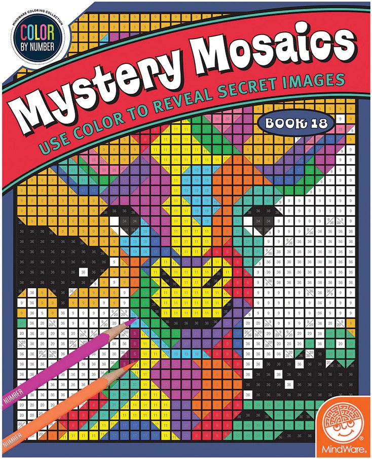 CAHIER À COLORIER POUR ADULTES - COLORIAGE MYSTÈRE - MYSTERY MOSAICS - TOME 18 - Version anglaise