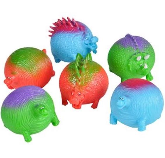 SQUISHY BALL - DINOSAUR SPLAT ADHESIVE ASST