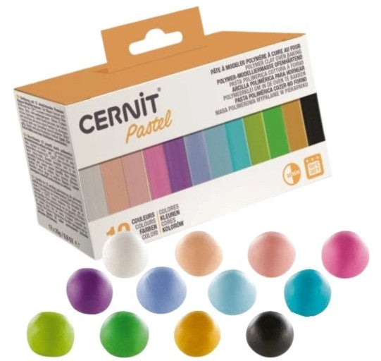 CERNIT - POLYMER CLAY PASTEL ASSORTMENTS OF 12 COLORS (12 MINI BLOCKS OF 25G EACH)