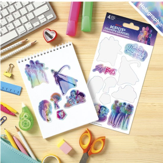 AUTOCOLLANTS HOLOGRAPHIQUES KPOP DEMON HUNTERS (LES GUERRIÈRES DE LA K-POP) - 4 FEUILLES