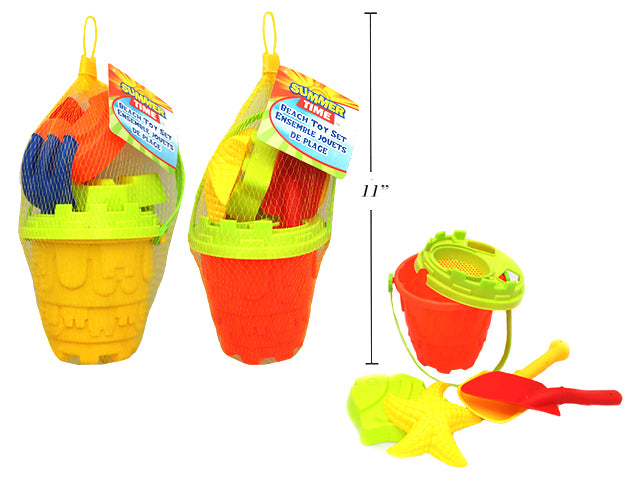 ENSEMBLE DE PLAGE 6 PIÈCES AVEC SEAU ET ACCESSOIRES