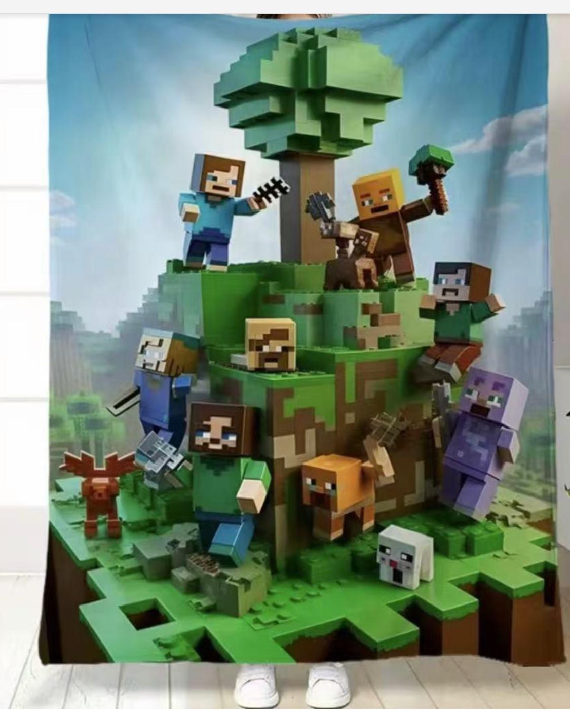 JETÉE MINECRAFT AVEC ARBRE (COUVERTURE) 4 PIEDS X 5 PIEDS