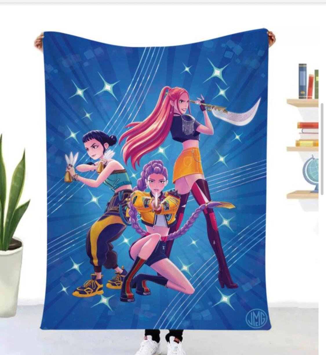 KPOP DEMON HUNTERS JETTY WITH DARK BLUE BACKGROUND (COVER) (K-POP WARRIORS) 4 FEET X 5 FEET