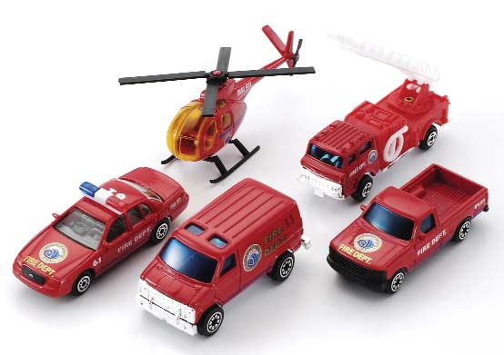 TEAM POWER - ENSEMBLE DE 5 VOITURES VÉHICULES D'URGENCE POMPIER 7 CM (3")