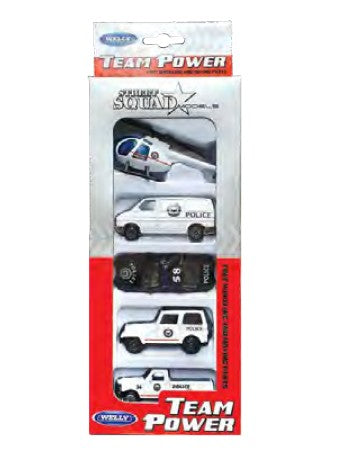 TEAM POWER - SET OF 5 EMERGENCY VEHICLES POLICE CARS 7 CM (3")