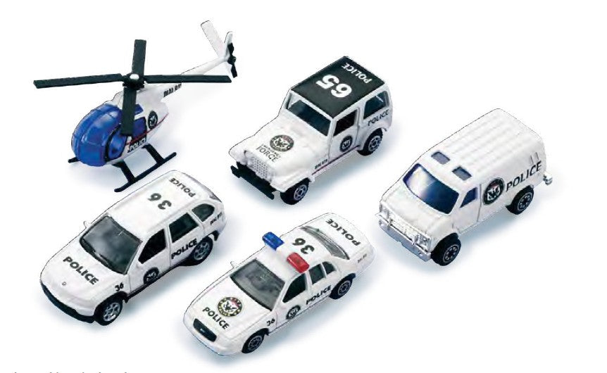 TEAM POWER - SET OF 5 EMERGENCY VEHICLES POLICE CARS 7 CM (3")