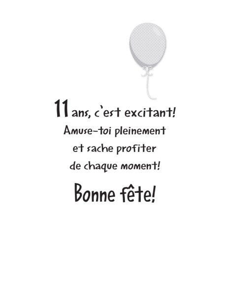 11 ANS - CARTE D'ANNIVERSAIRE - QUE CE JOUR DE TA FÊTE SOIT VRAIMENT FANTASTIQUE! DE MILLBROOK