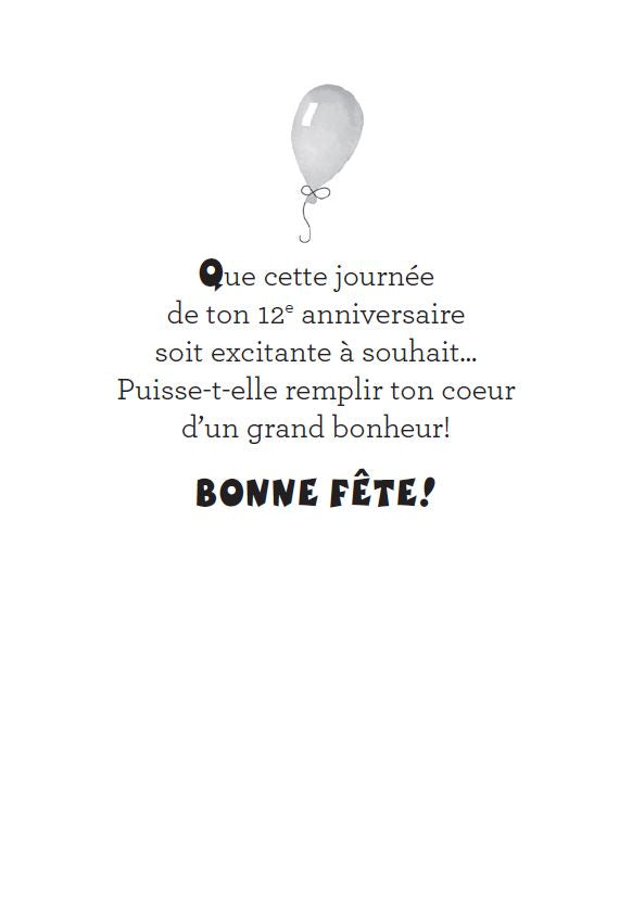 12 ANS - CARTE D'ANNIVERSAIRE - DE MILLBROOK