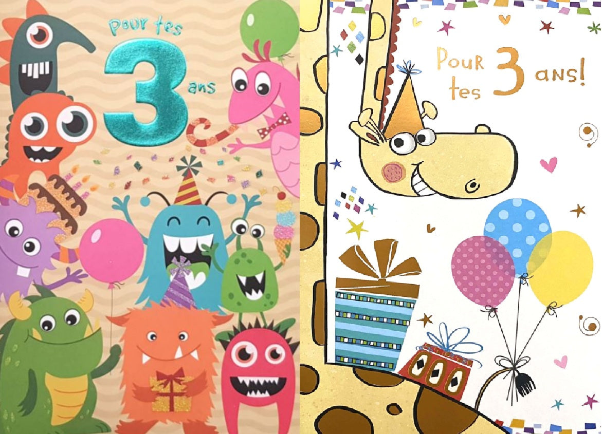 3 ANS - CARTE D'ANNIVERSAIRE GÉNÉRALE - POUR TES 3 ANS - DE MILLBROOK