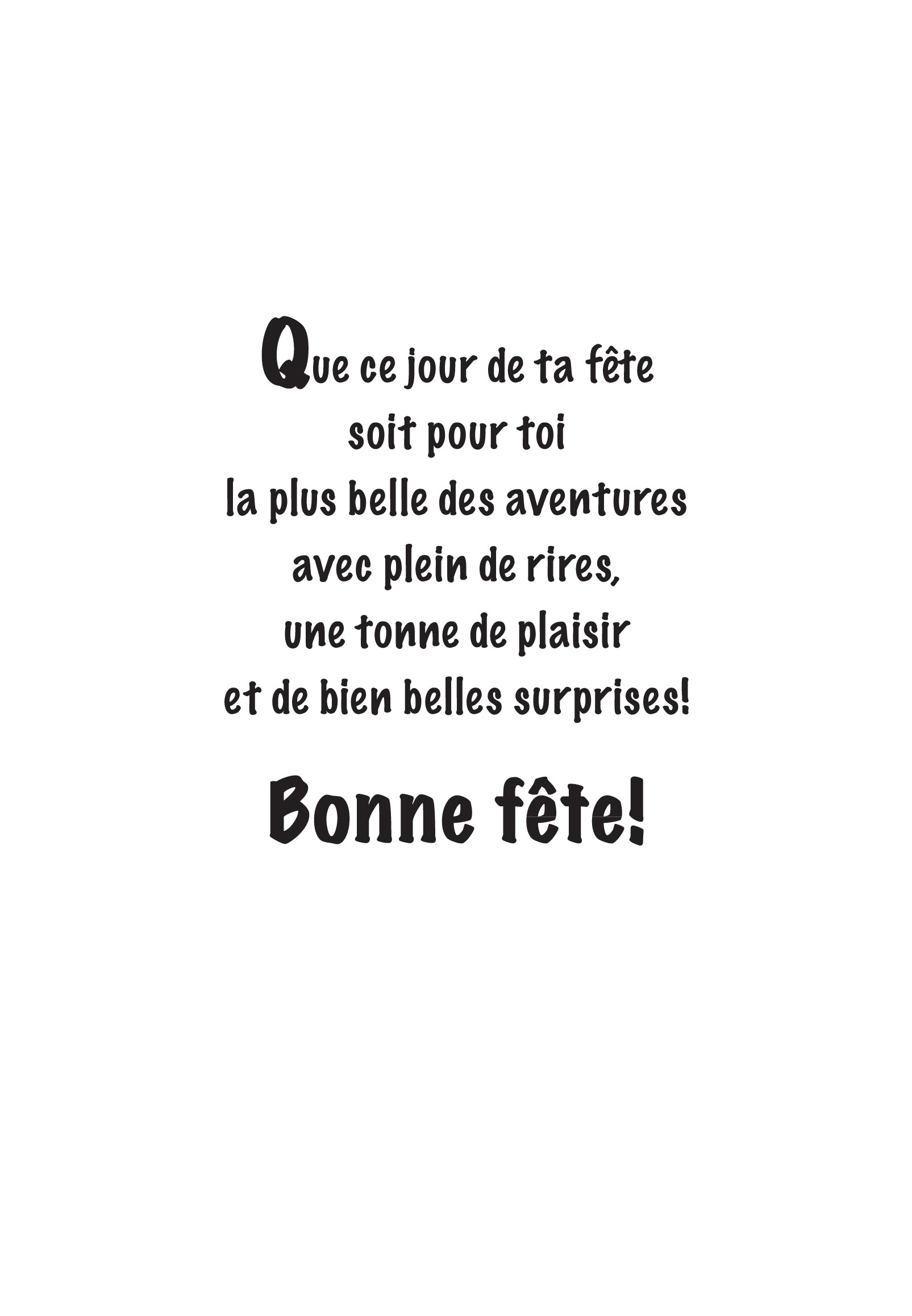 ANNIVERSAIRE - AUJOURD'HUI, C'EST TA FÊTE! - DE MILLBROOK
