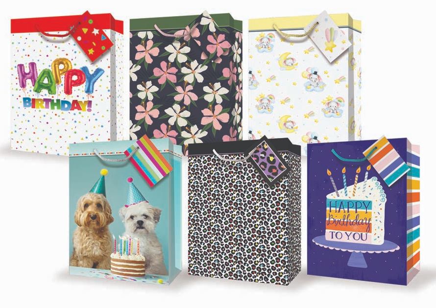 JUMBO GIFT BAG - ASSORTED DESIGNS IN QUALITY LAMINATED CARDBOARD