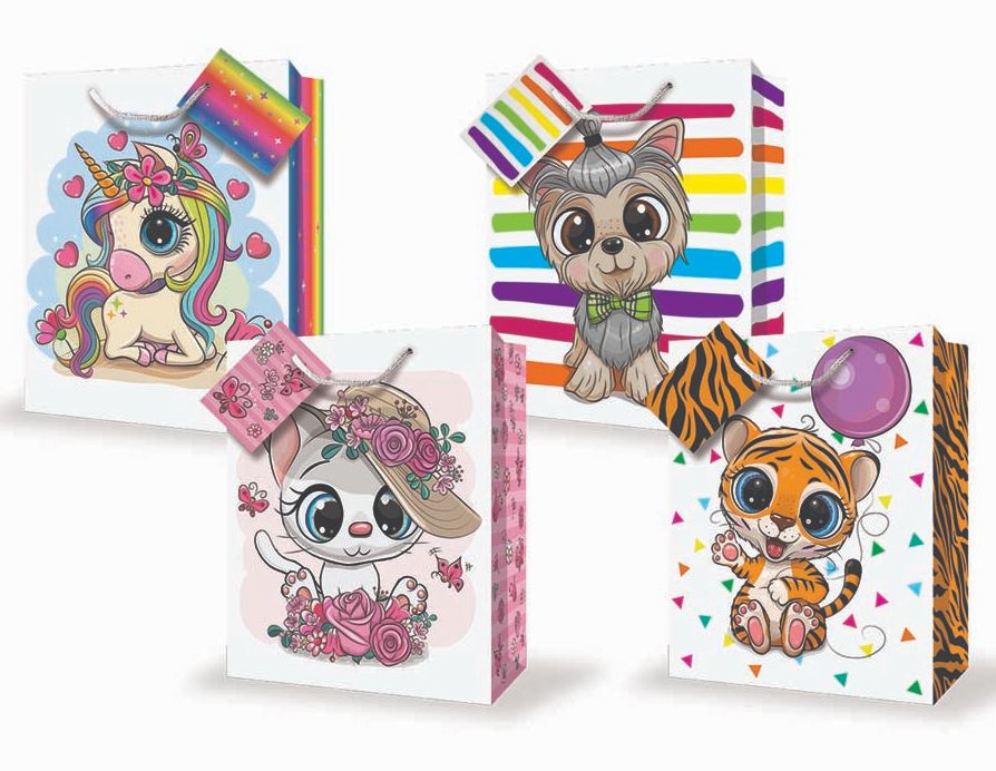 MEDIUM GIFT BAG - CUTE AND CUDDLY ASST