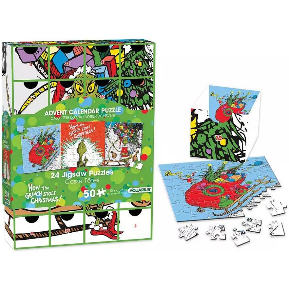 AQUARIUS THE GRINCH 24 X 50 PIECE JIGSAW PUZZLE ADVENT CALENDAR #ADV004