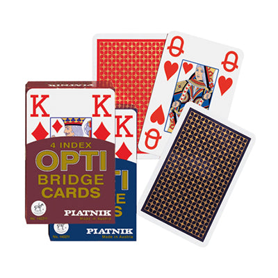 OPTI 4 BRIDGE CARDS BLUE OR RED BOX JUMBO INDEX