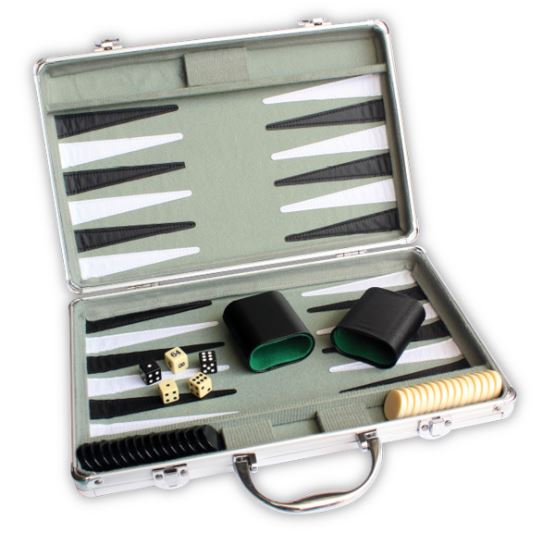 BACKGAMMON SET WITH ALUMINIUM CASE (15"/37 CM)