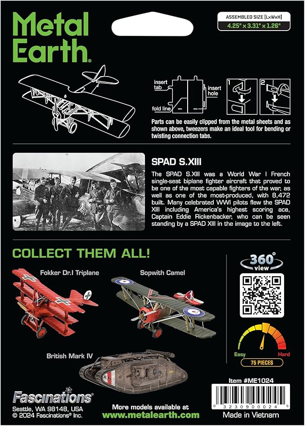 METAL EARTH - SPAD S.XIII FIGHTER PLANE 2 SHEETS
