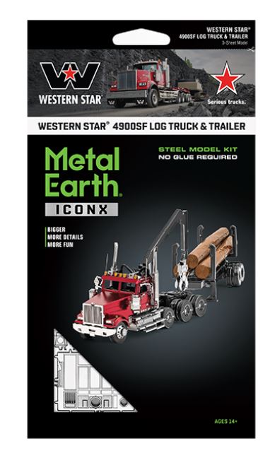 METAL EARTH ICONX - WESTERN STAR 4900SF LOG TRUCK AND TRAILER 3 SHEETS