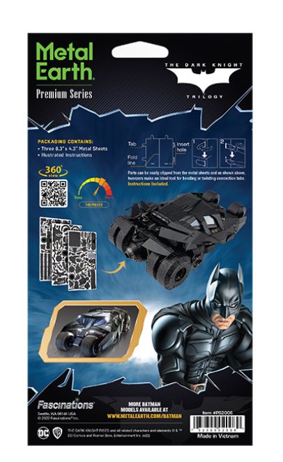 METAL EARTH PREMIUM SERIES - BATMAN - THE DARK KNIGHT - THE TUMBLER 3 SHEETS