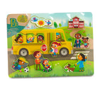 BATTAT WOODY - 8-PIECE WOODEN PUZZLE - PEEK & EXPLORE SCHOOL BUS