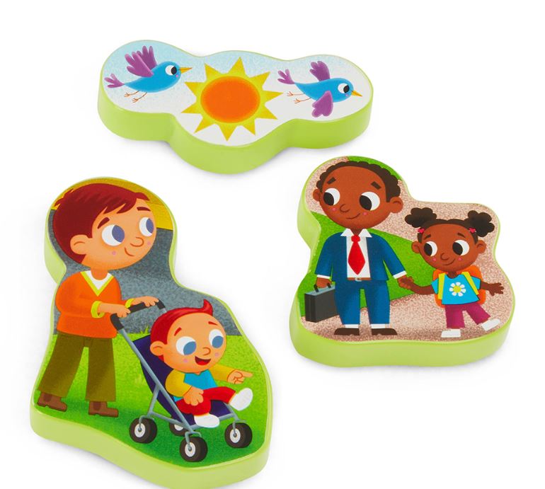 BATTAT WOODY - 8-PIECE WOODEN PUZZLE - PEEK & EXPLORE SCHOOL BUS