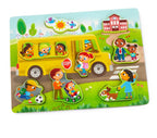 BATTAT WOODY - 8-PIECE WOODEN PUZZLE - PEEK & EXPLORE SCHOOL BUS