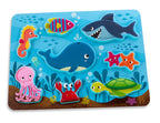 BATTAT WOODY - 8-PIECE WOODEN PUZZLE - CHUNKY "PEEK & EXPLORE" UNDER THE SEA #BX2215