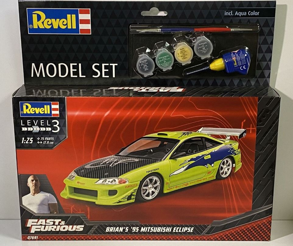 MODÈLE À COLLER - LA VOITURE MITSUBISHI ECLIPSE 95 DE BRIAN FAST AND FURIOUS NIVEAU 3