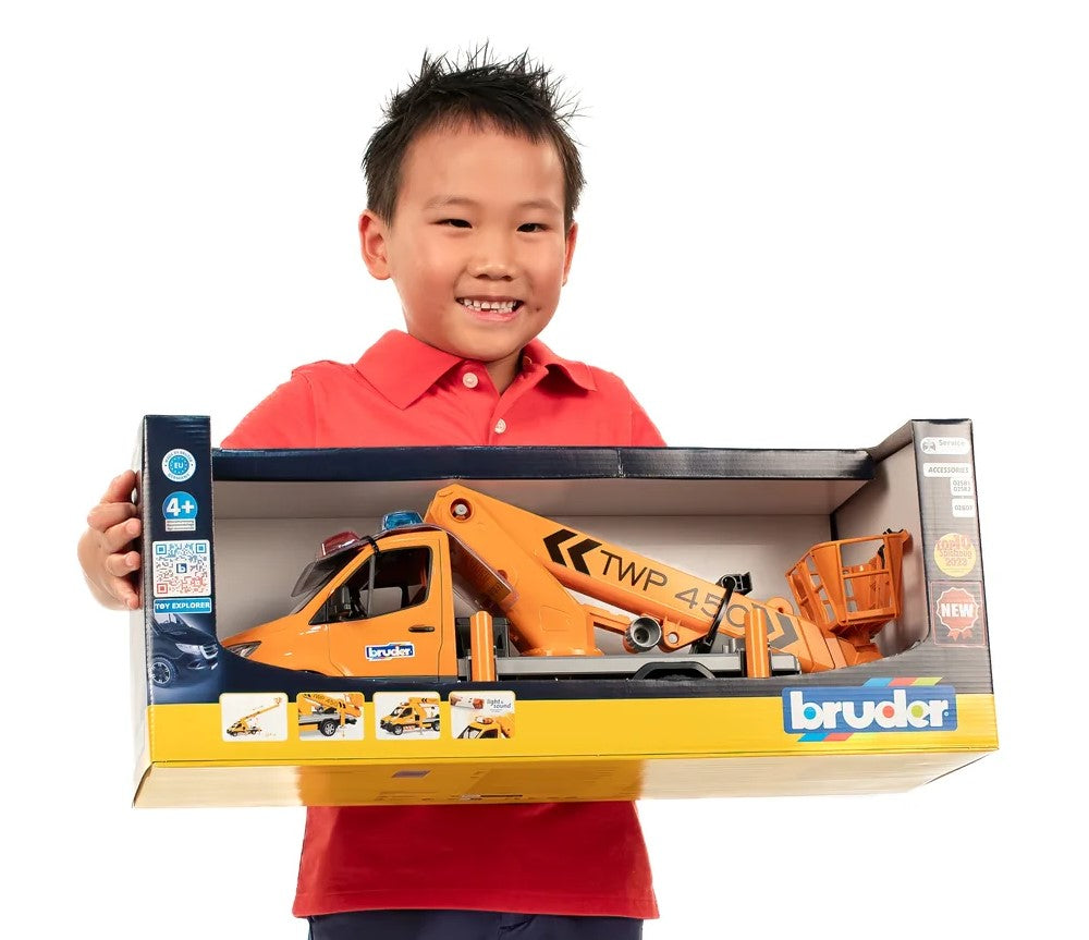 BRUDER - CAMION MERCEDES BENZ SPRINTER AVEC ÉCHELLE, MODULE SON ET LUMIÈRE #02679