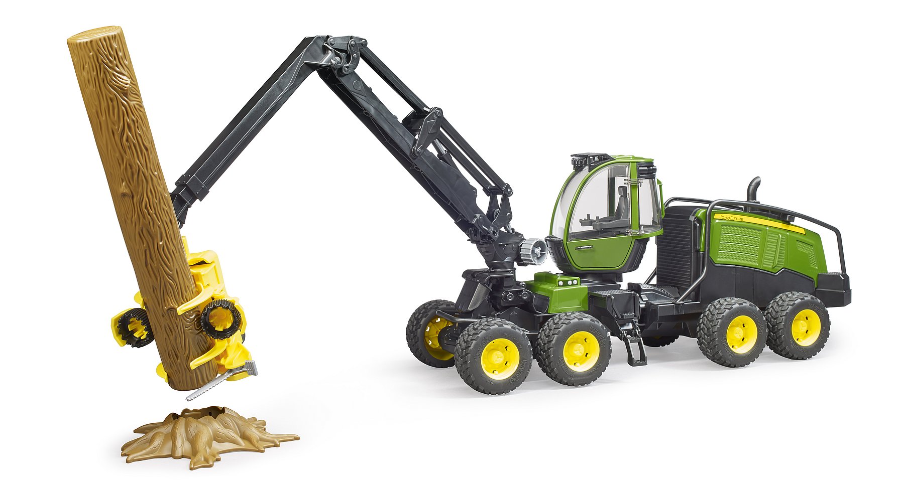 BRUDER - JOHN DEERE 1270G HARVESTER WITH 1 TREE TRUNK #09823