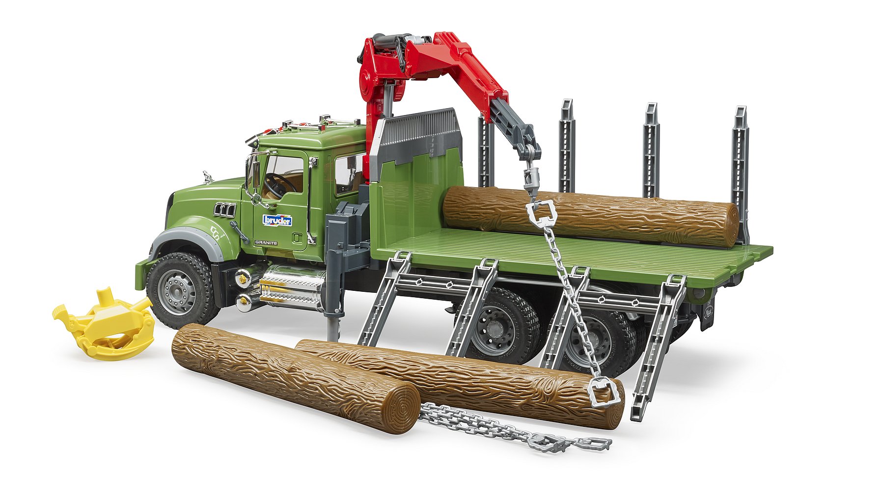 BRUDER - MACK GRANITE TIMBER TRUCK WITH 3 LOGS #02824