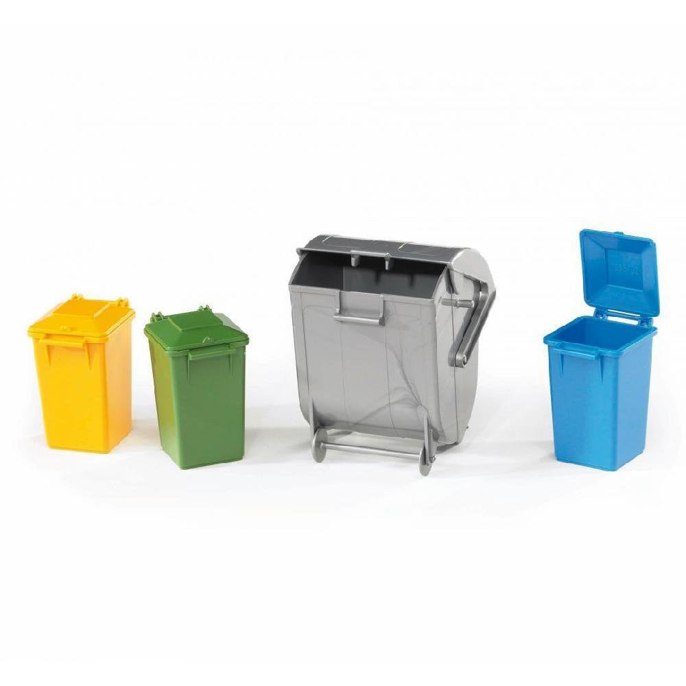 BRUDER - DUSTBIN SET (THREE SMALL BINS AND ONE LARGE BIN)
