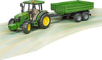 BRUDER - TRACTEUR AVEC REMORQUE 5115M - JOHN DEERE #09816